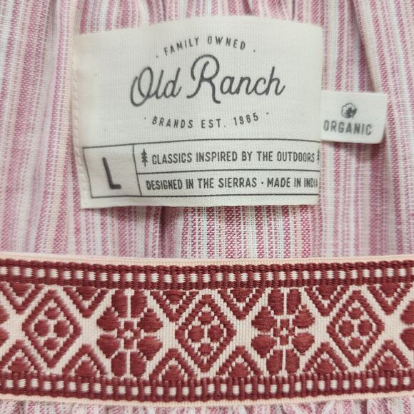 Old Ranch Dress Womens L Pink Embroidered Striped Sleeveless Allegra Pockets - Picture 5 of 11